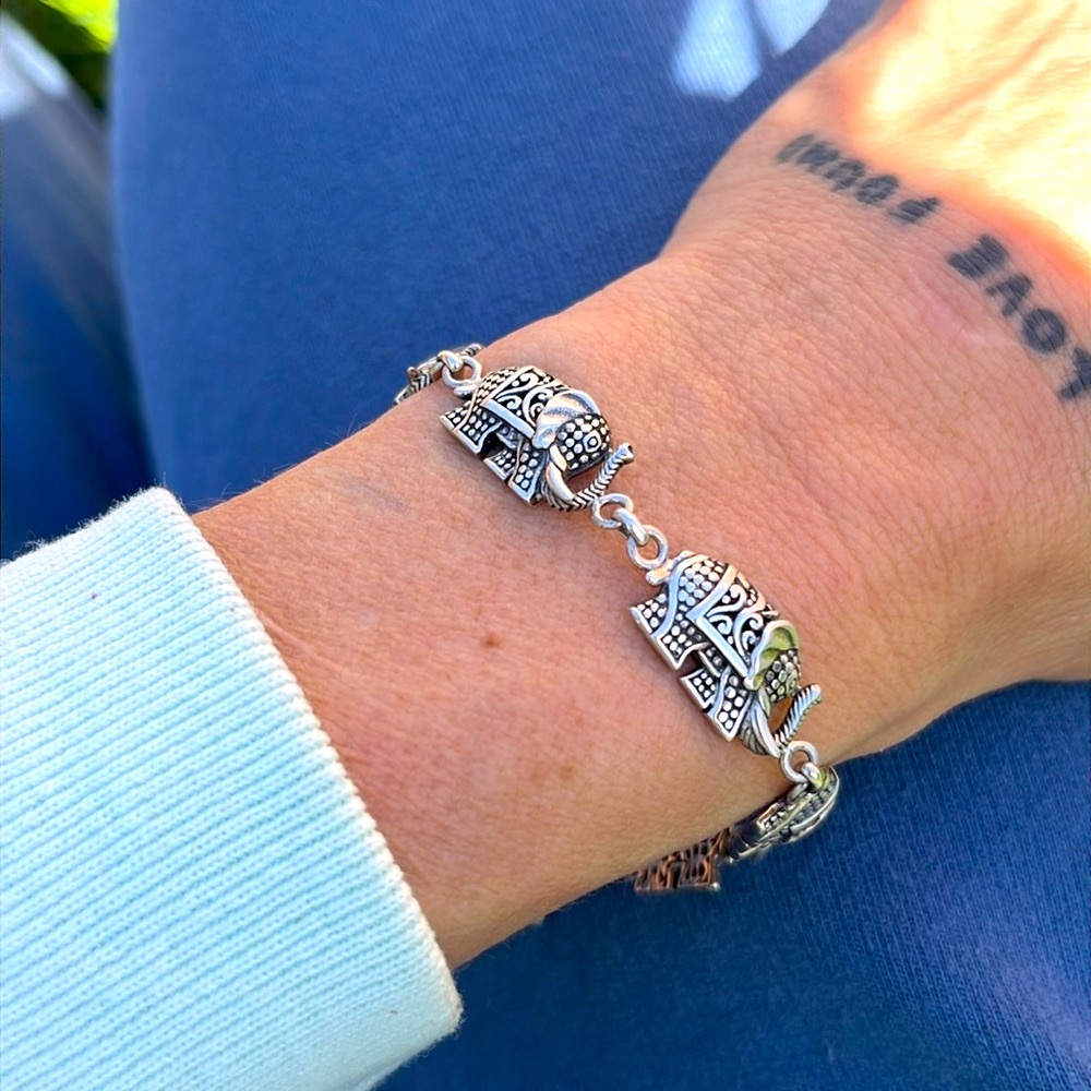 925 Sterling Silver Elephant Bracelet